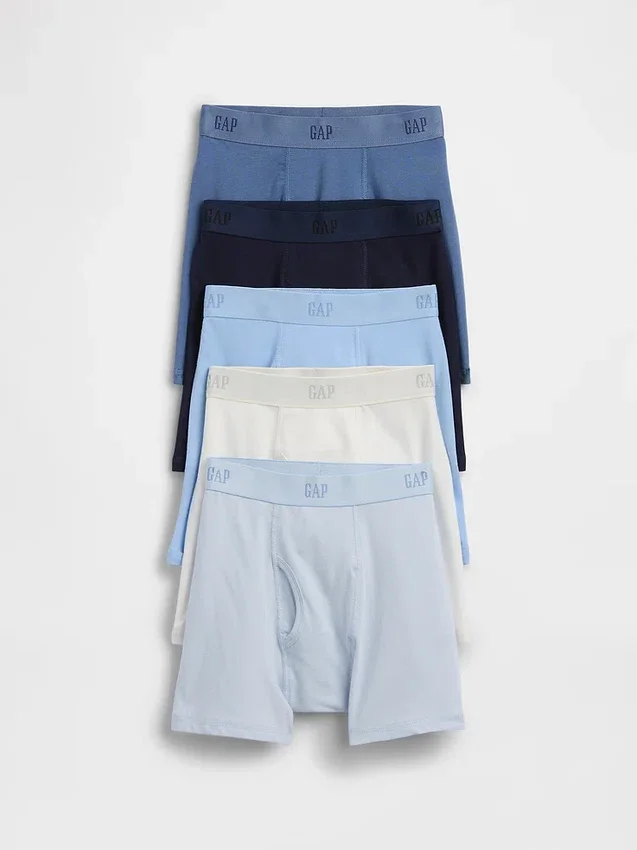 Boxers de algodón orgánico elástico con logotipo para niños (paquete de 5)