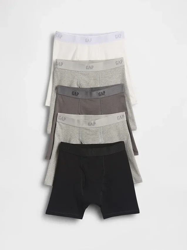 Boxers de algodón orgánico elástico con logotipo para niños (paquete de 5)