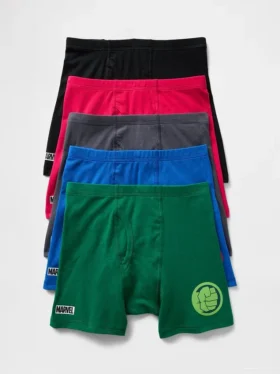 Boxers infantiles de algodón orgánico elástico con motivos de Marvel (paquete de 5)