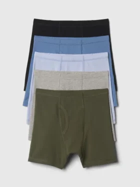 Boxers lisos de algodón elástico orgánico para niños (paquete de 5)