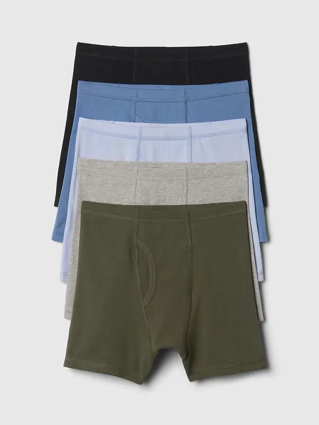 Boxers lisos de algodón elástico orgánico para niños (paquete de 5)