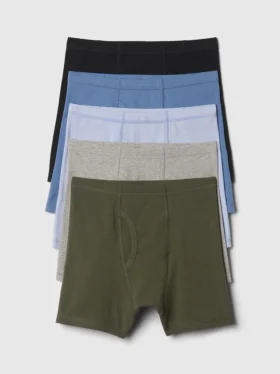 Boxers lisos de algodón elástico orgánico para niños (paquete de 5)