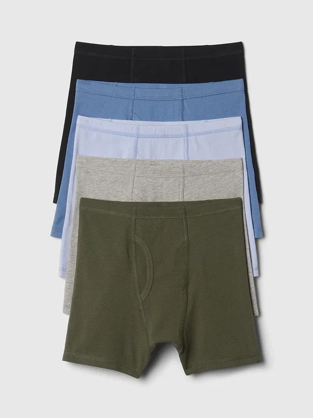 Boxers lisos de algodón elástico orgánico para niños (paquete de 5)