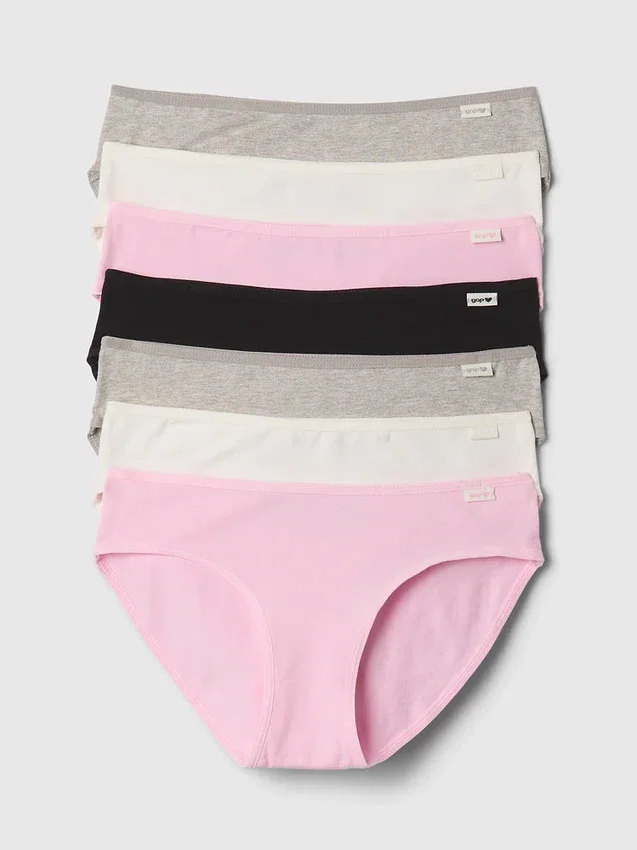 Braguitas de bikini de algodón elástico orgánico para niños (paquete de 7)