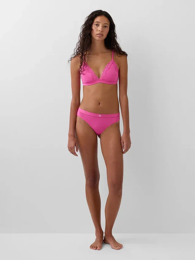 Braguitas de bikini de algodón orgánico elástico con logotipo