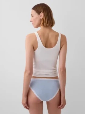 Braguitas de bikini de algodón orgánico elástico con ribete de encaje