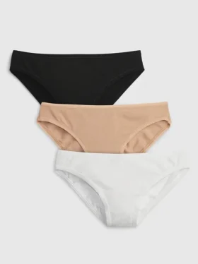 Braguitas de bikini de algodón orgánico elástico (paquete de 3)
