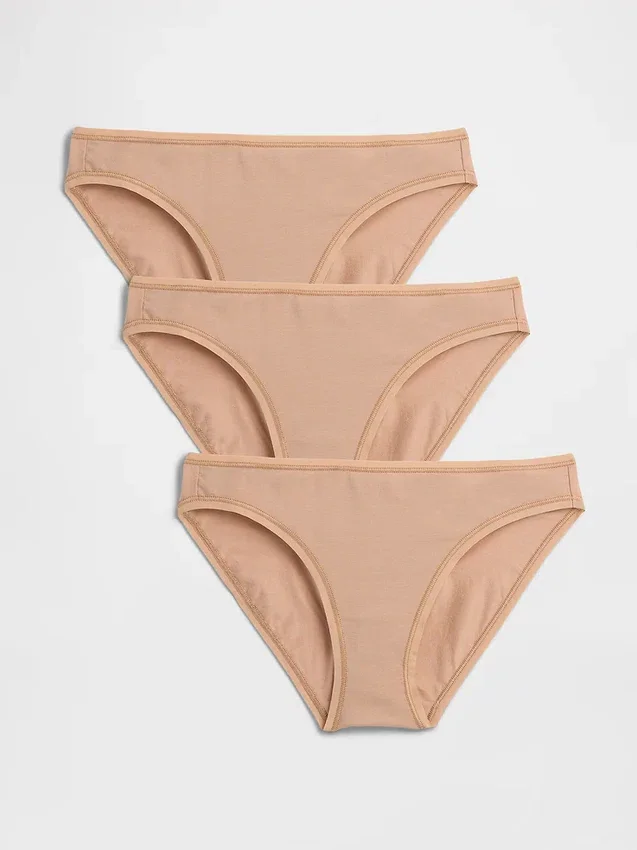 Braguitas de bikini de algodón orgánico elástico (paquete de 3)