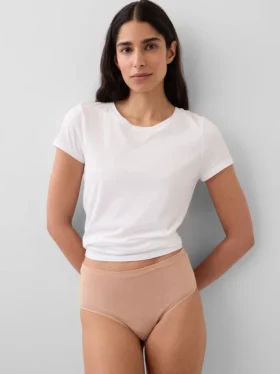 Braguitas de bikini de talle alto de algodón orgánico elástico