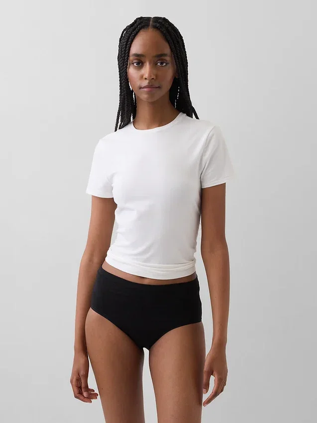 Braguitas de bikini de talle alto de algodón orgánico elástico