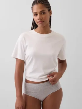 Braguitas de bikini de talle alto de algodón orgánico elástico