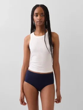 Braguitas de bikini de talle alto de algodón orgánico elástico