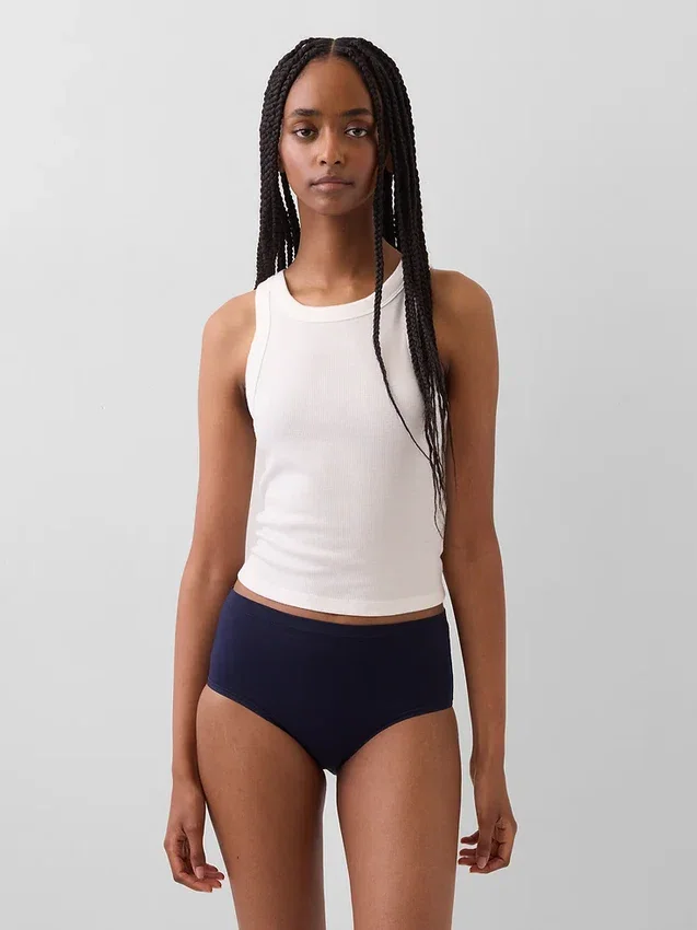 Braguitas de bikini de talle alto de algodón orgánico elástico
