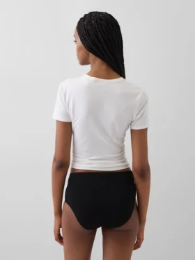 Braguitas de bikini de talle alto de algodón orgánico elástico