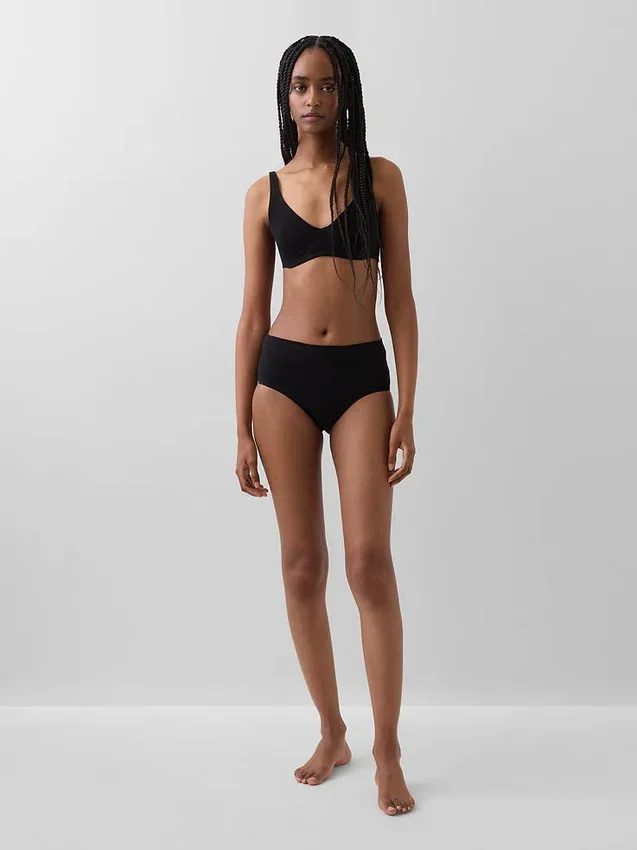 Braguitas de bikini de talle alto de algodón orgánico elástico