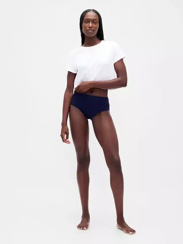 Braguitas de bikini de talle alto de algodón orgánico elástico