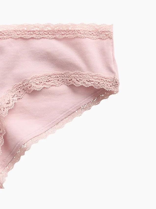 Braguitas hipster «cheeky» de algodón orgánico elástico con ribete de encaje, las más suaves