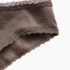 Braguitas hipster «cheeky» de algodón orgánico elástico con ribete de encaje, las más suaves