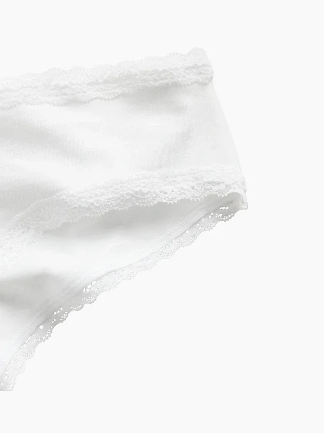 Braguitas hipster «cheeky» de algodón orgánico elástico con ribete de encaje, las más suaves