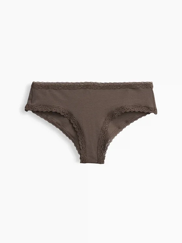 Braguitas hipster «cheeky» de algodón orgánico elástico con ribete de encaje, las más suaves