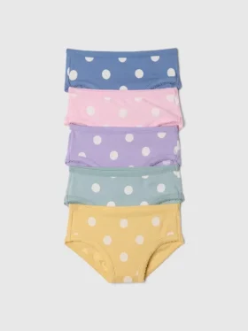 Braguitas tipo bikini de algodón elástico orgánico para niñas pequeñas (paquete de 5)