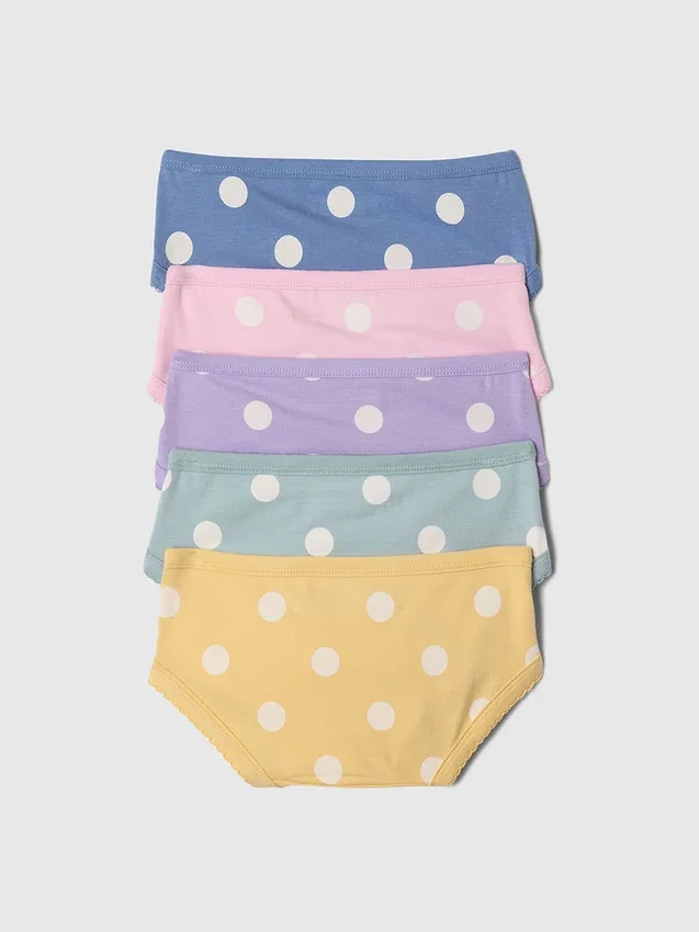 Braguitas tipo bikini de algodón elástico orgánico para niñas pequeñas (paquete de 5)
