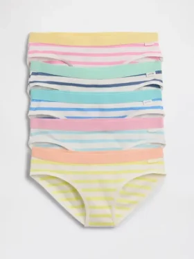 Braguitas tipo bikini de algodón orgánico elástico a rayas para niños (paquete de 5)