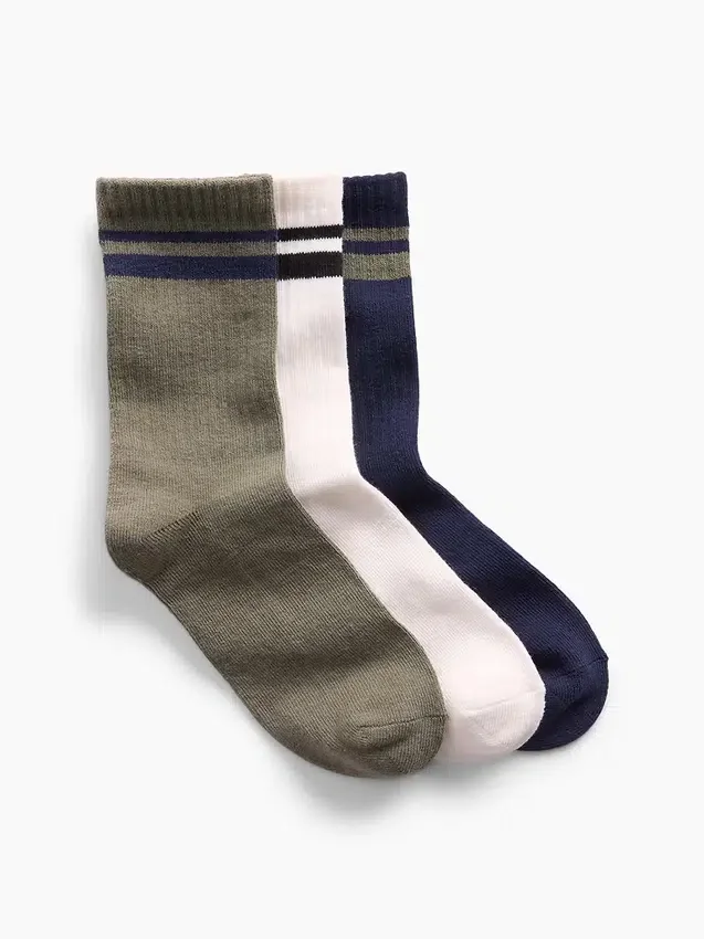 Calcetines cortos de estilo universitario para niños (paquete de 3)
