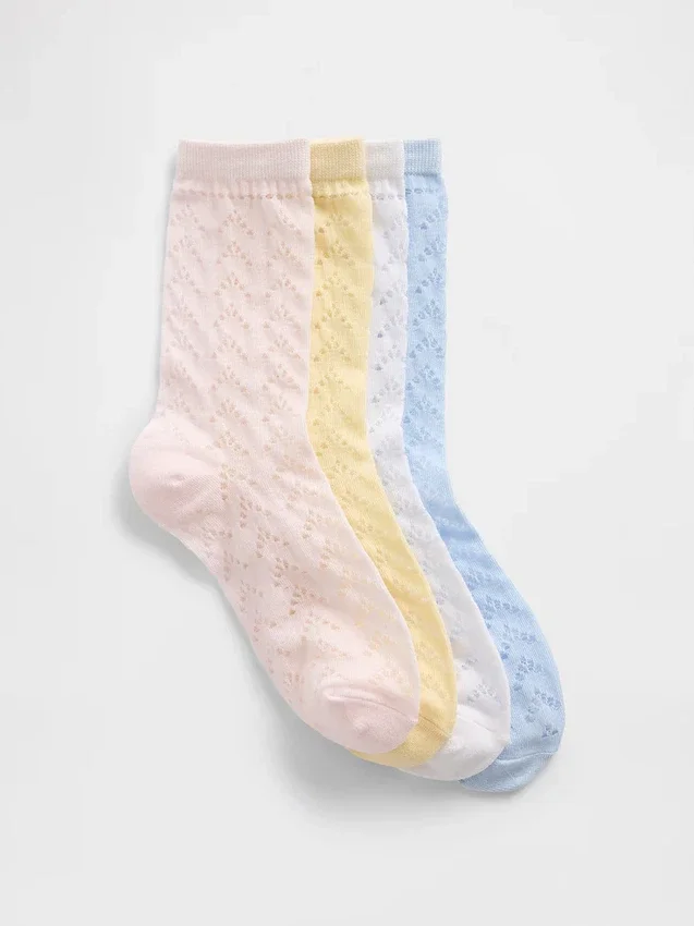 Calcetines cortos de punto calado para niños (paquete de 4)