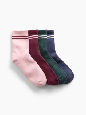 Calcetines cortos de rayas estilo universitario para niños (paquete de 4)