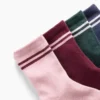 Calcetines cortos de rayas estilo universitario para niños (paquete de 4)