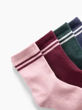 Calcetines cortos de rayas estilo universitario para niños (paquete de 4)