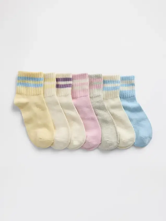 Calcetines cortos holgados de estilo universitario para niños (paquete de 7)