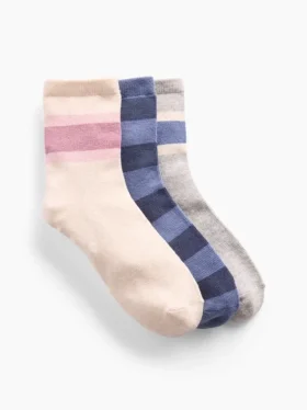 Calcetines cortos para niños con rayas en bloques de color (paquete de 3)