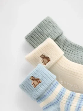 Calcetines de bebé con puño acanalado (paquete de 3)