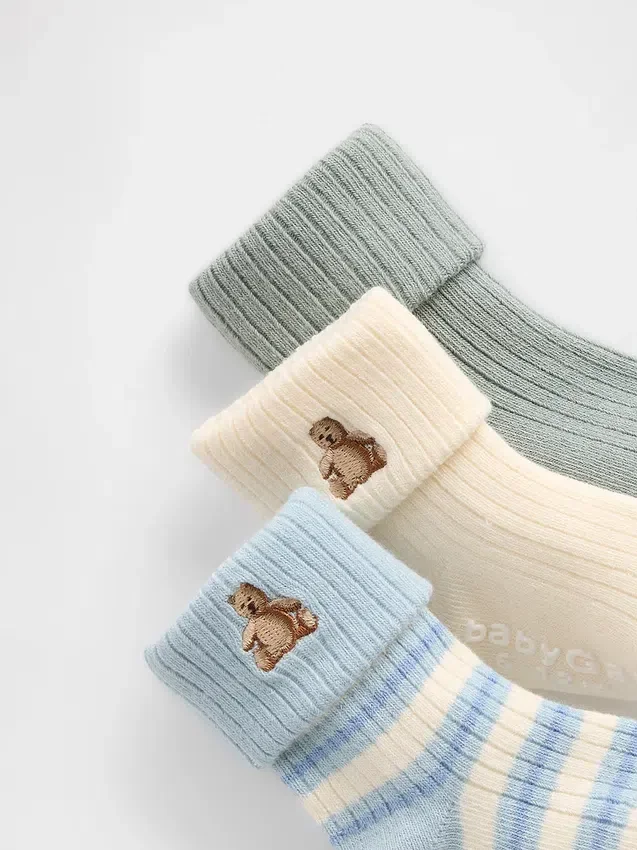 Calcetines de bebé con puño acanalado (paquete de 3)