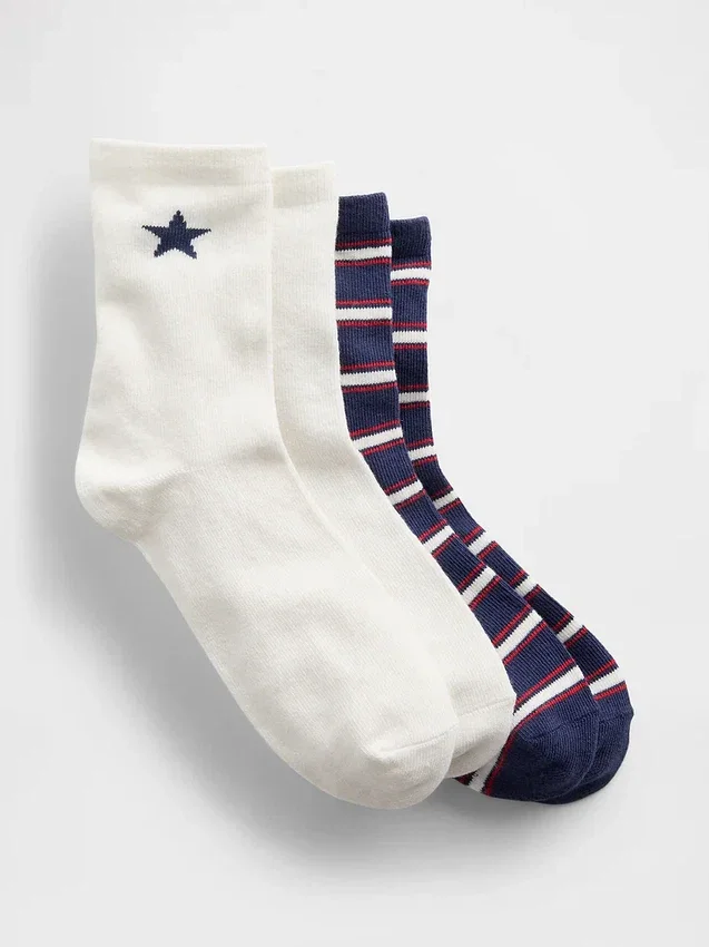 Calcetines de caña corta para niños con estrellas (paquete de 2)