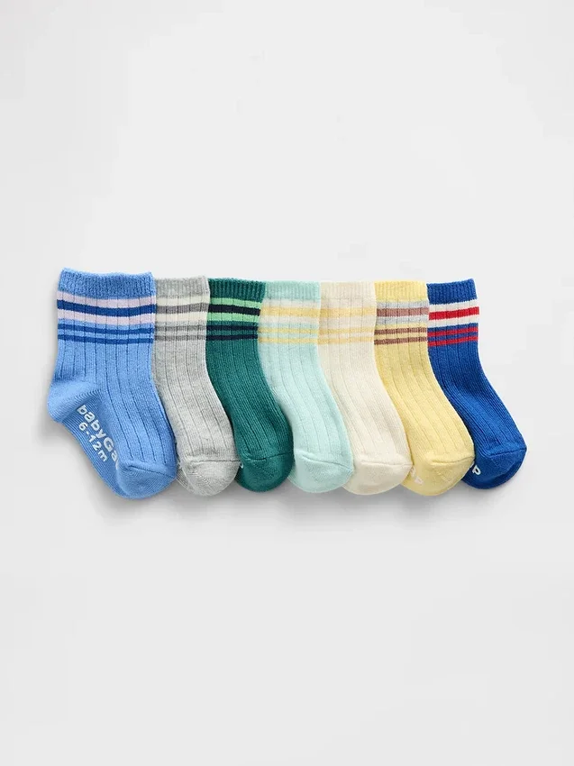 Calcetines de media alta a rayas para niños pequeños (paquete de 7)