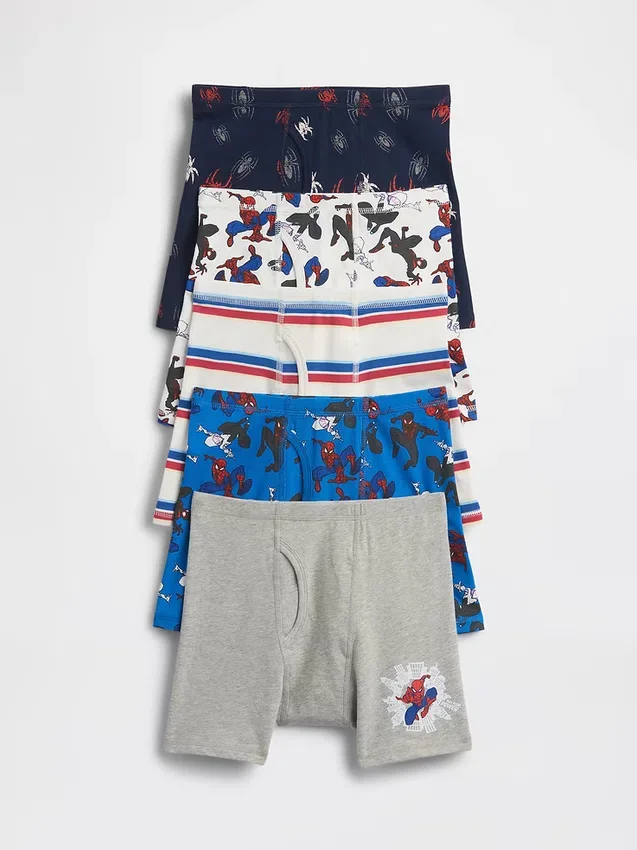 Calzoncillos bóxer de algodón elástico orgánico para niños con Spider-Man (paquete de 5)
