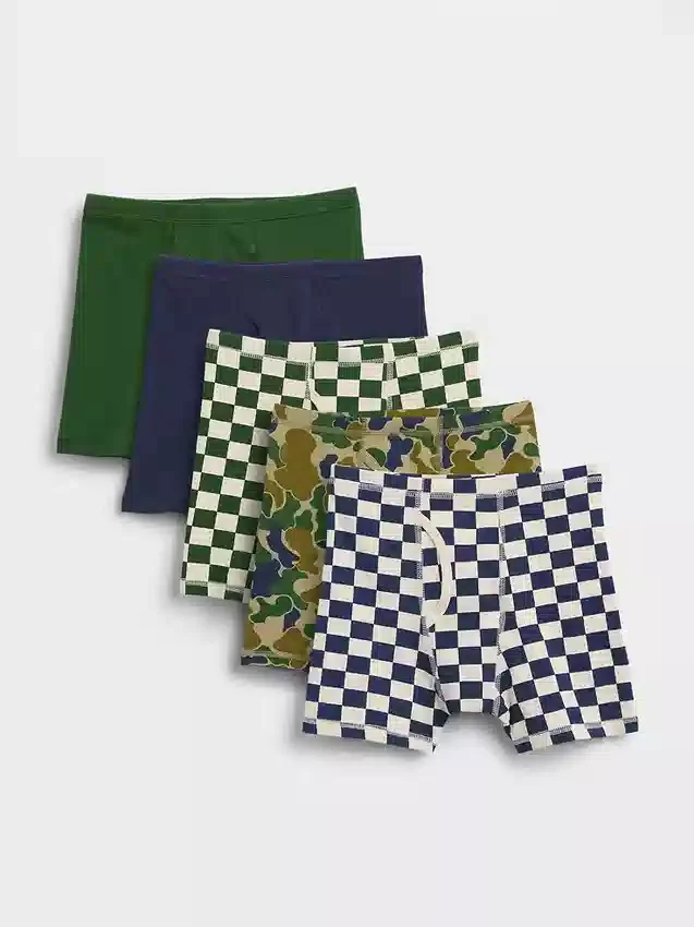 Calzoncillos bóxer de algodón orgánico elástico para niños (paquete de 5)