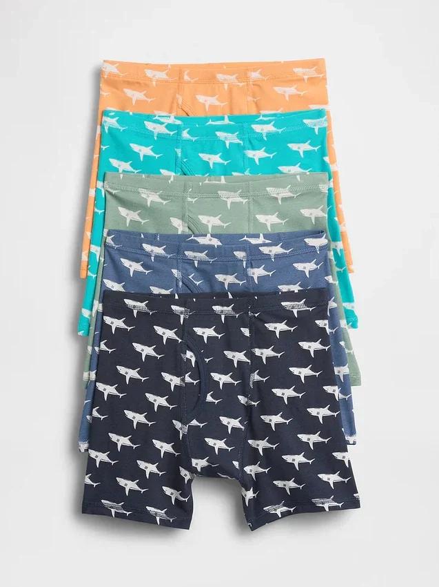 Calzoncillos bóxer de algodón orgánico elástico para niños (paquete de 5)