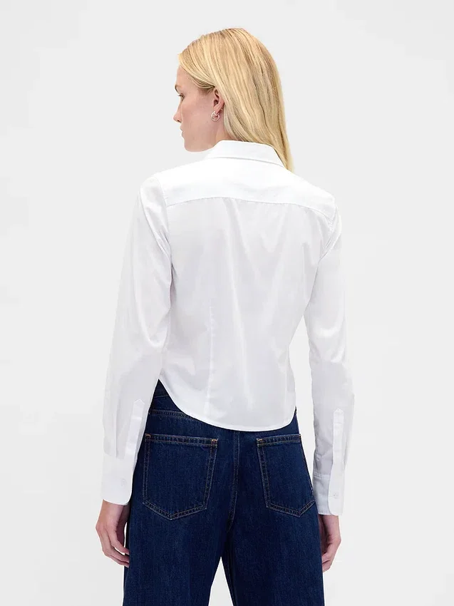 Camisa ajustada corta de algodón orgánico