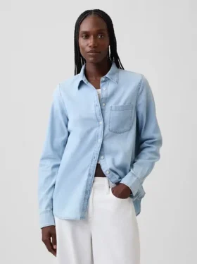 Camisa clásica de denim de algodón orgánico
