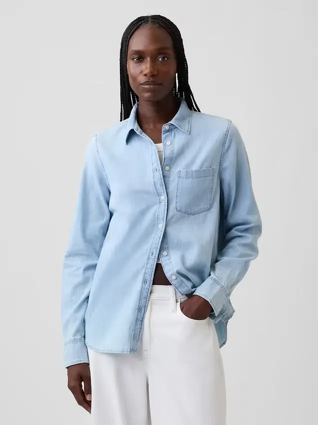Camisa clásica de denim de algodón orgánico