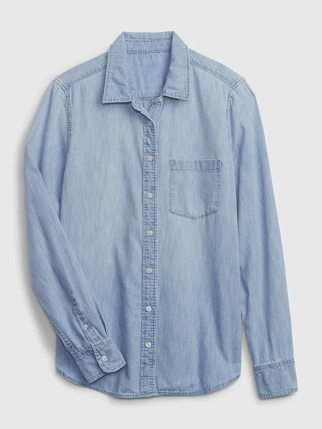Camisa clásica de denim de algodón orgánico