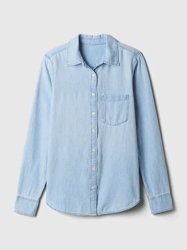 Camisa clásica de denim de algodón orgánico
