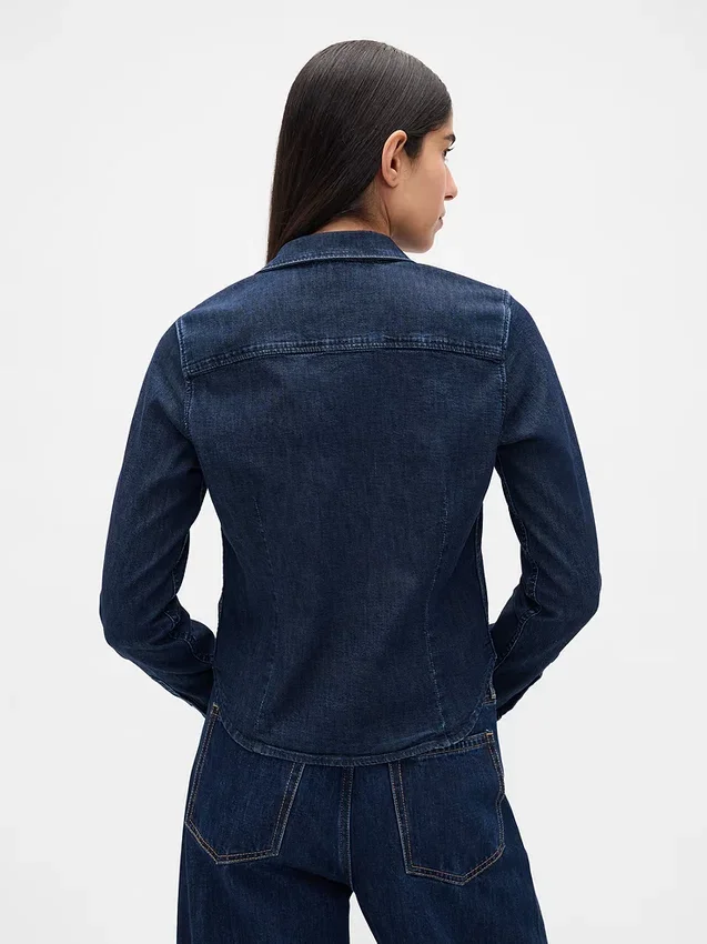Camisa corta ajustada de denim
