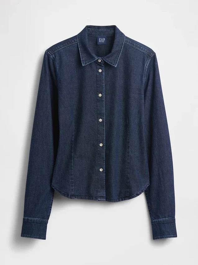 Camisa corta ajustada de denim