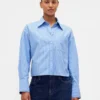 Camisa corta de algodón orgánico con bajo recto