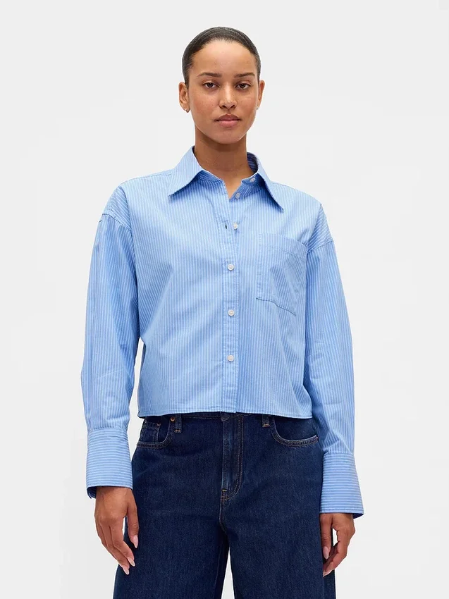 Camisa corta de algodón orgánico con bajo recto